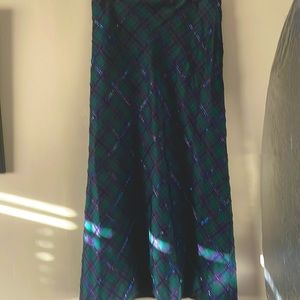 Chetta B 100% silk floor length tartan skirt.
